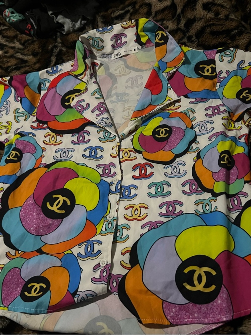 Zara Women Multicolor Floral Logo Print Lounge Short Set